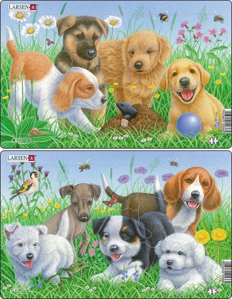 Puzzle pentru copii Larsen din 9 piese - Cățeluși, asortiment