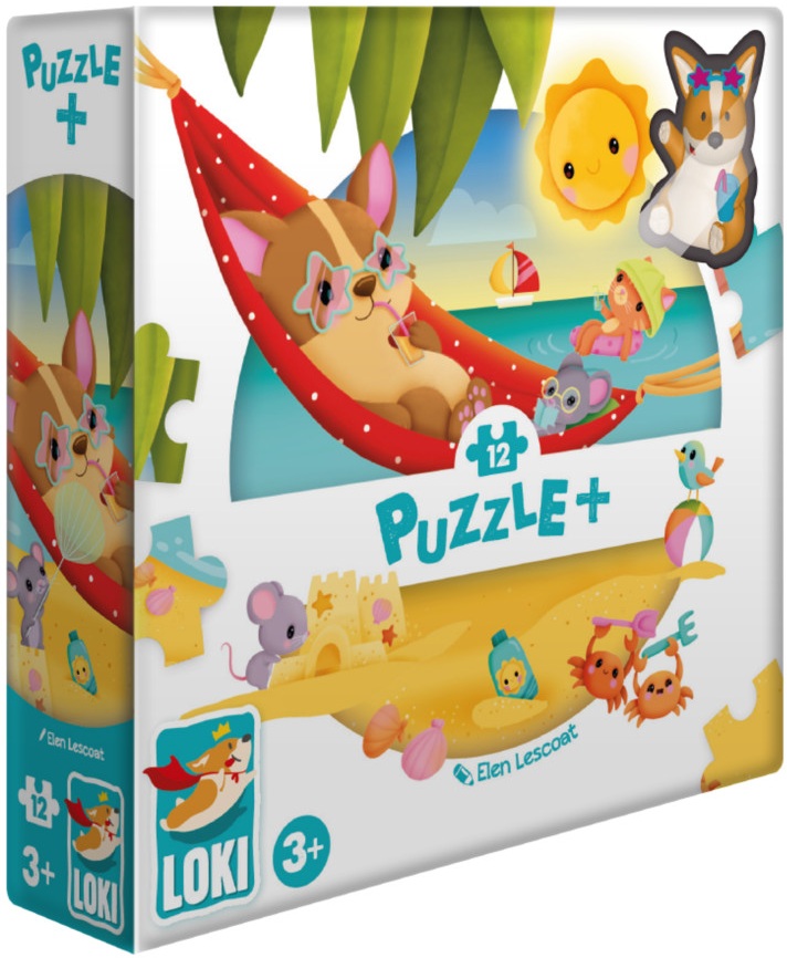 Puzzle pentru copii Loki din 12 piese - Loki pe plajă