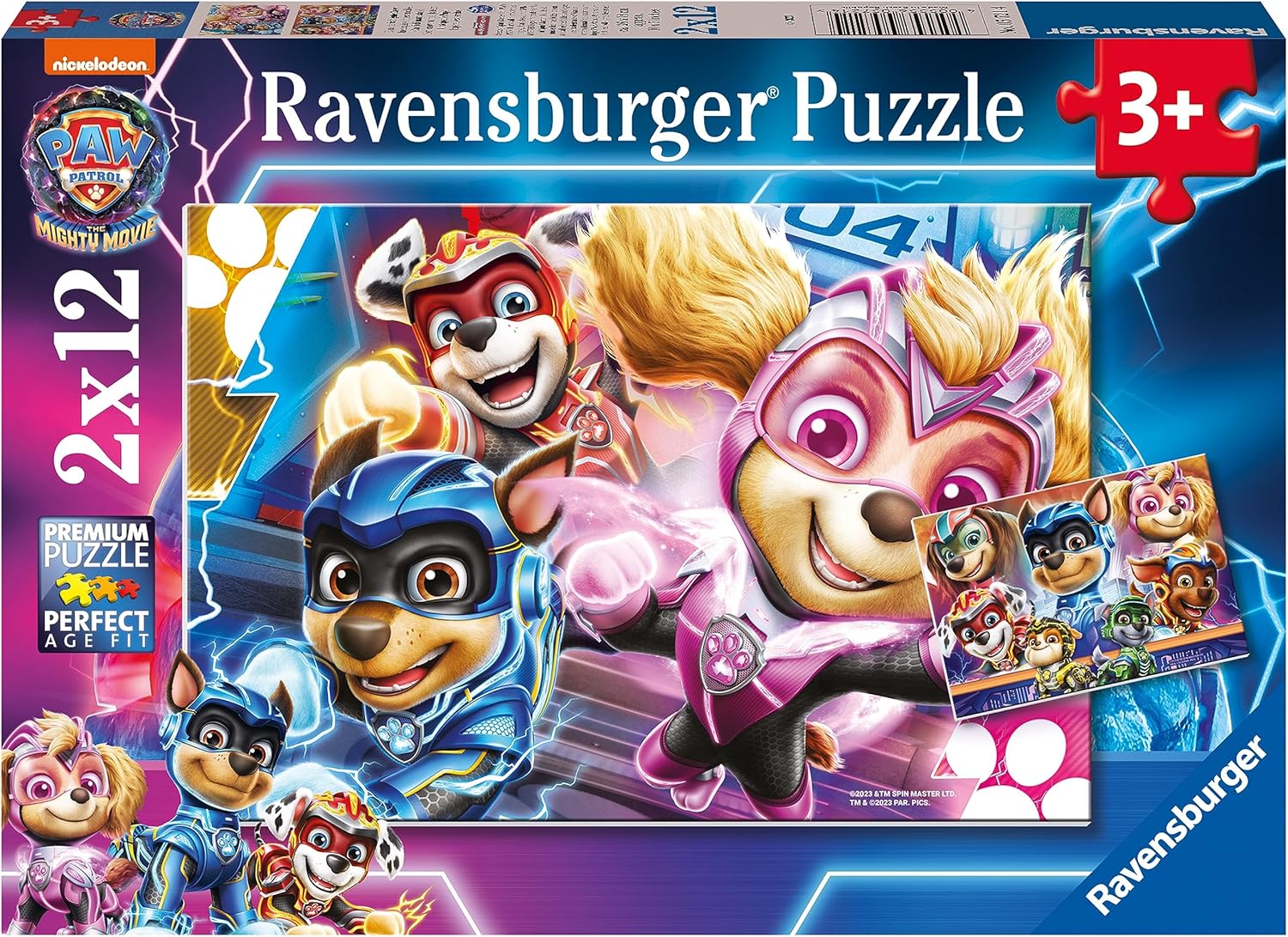 Puzzle pentru copii Ravensburger  din 2 x 12 piese - Paw Patrol:Super film