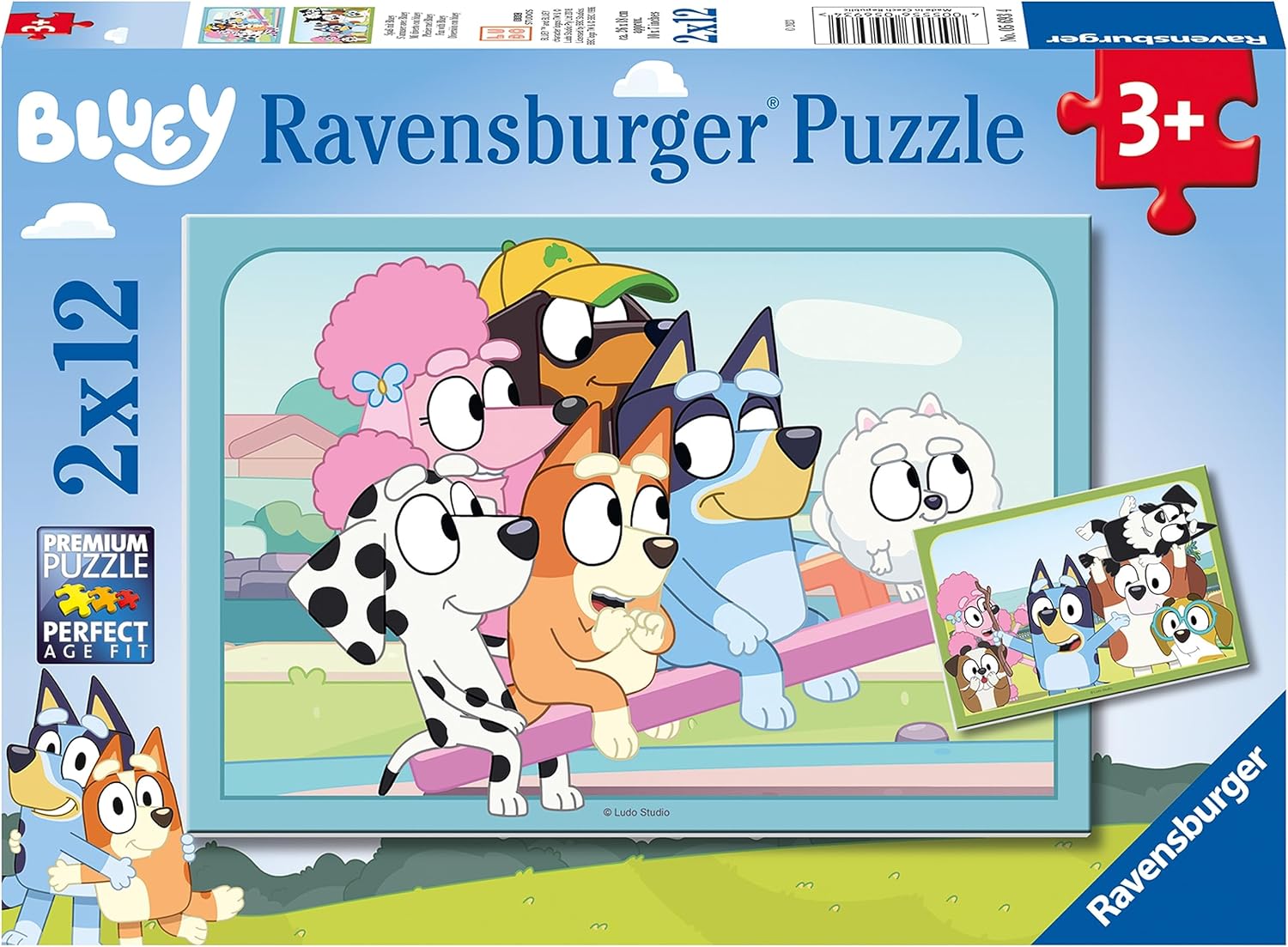 Puzzle pentru copii Ravensburger  din 2 x 12 piese - Distrează-te cu Bluey