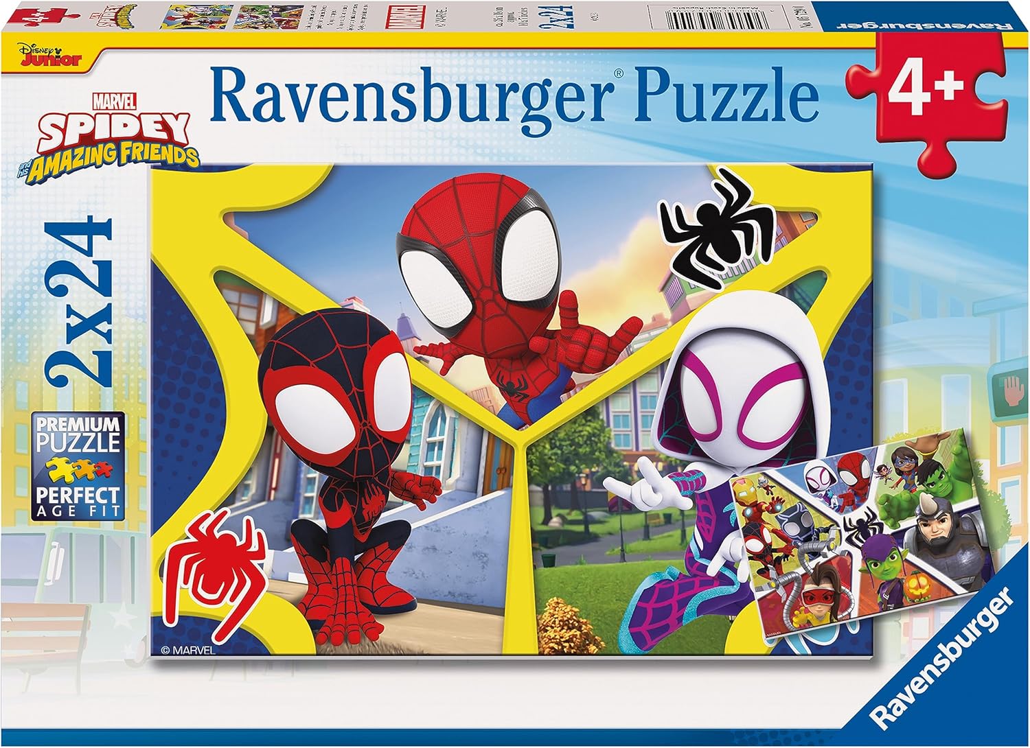 Puzzle pentru copii Ravensburger  din 2 x 24 piese - Spidey și prietenii săi minunați