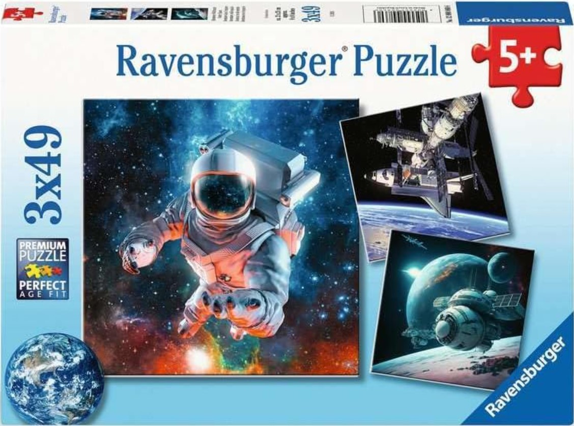 Puzzle pentru copii  Ravensburger 3 x 49 piese - Spațiul cosmic