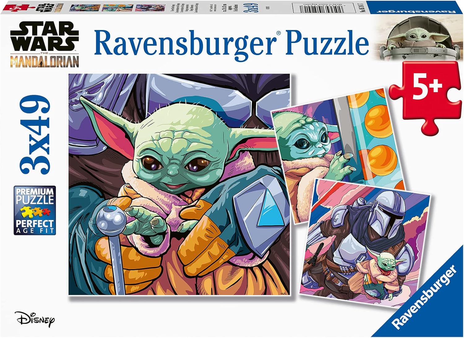 Puzzle pentru copii  Ravensburger 3 x 49 piese - The Mandalorian: Grogu Moments