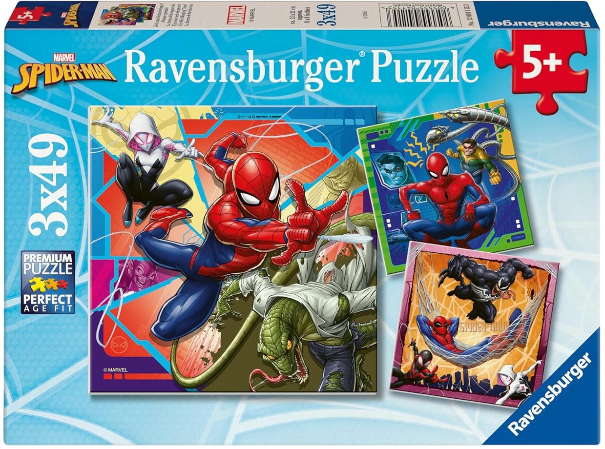Puzzle pentru copii Ravensburger 3 x 49 piese - Omul-Păianjen