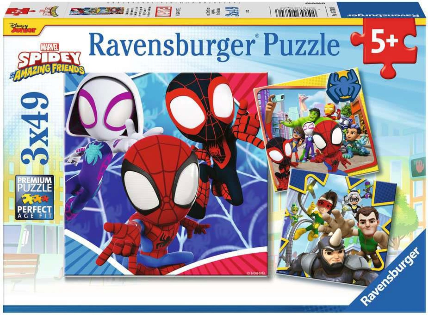 Puzzle pentru copii Ravensburger  3 x 49 piese - Spidey și prietenii săi minunați