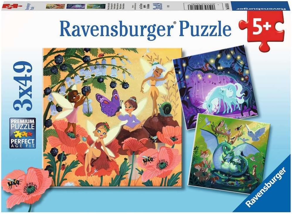 Puzzle pentru copii  Ravensburger 3 x 49 piese - Personaje magice