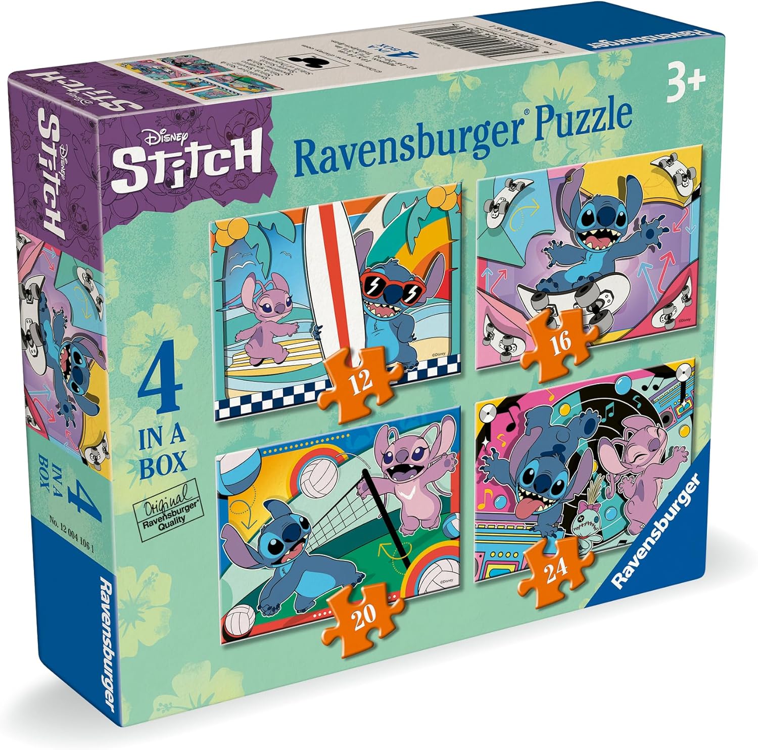 Puzzle pentru copii Ravensburger 4 în 1 - Lilo și Stitch se distrează