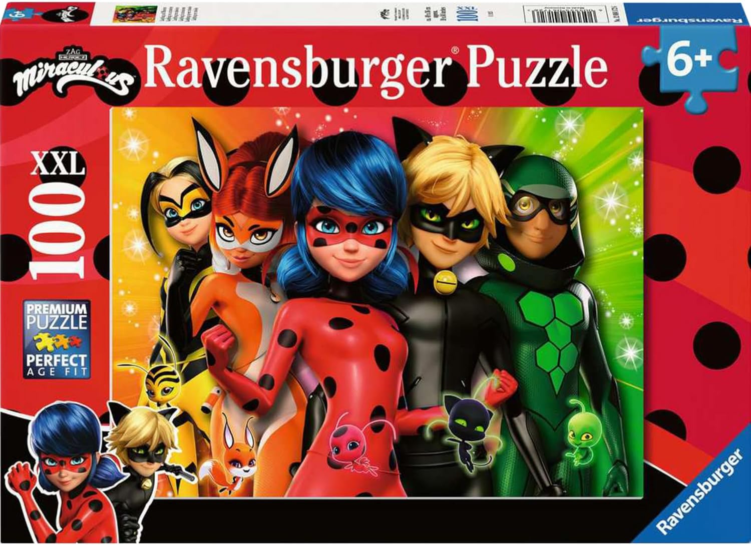 Puzzle Ravensburger din 100 XXL piese - Buburuza și Pisica Neagră într-o misiune