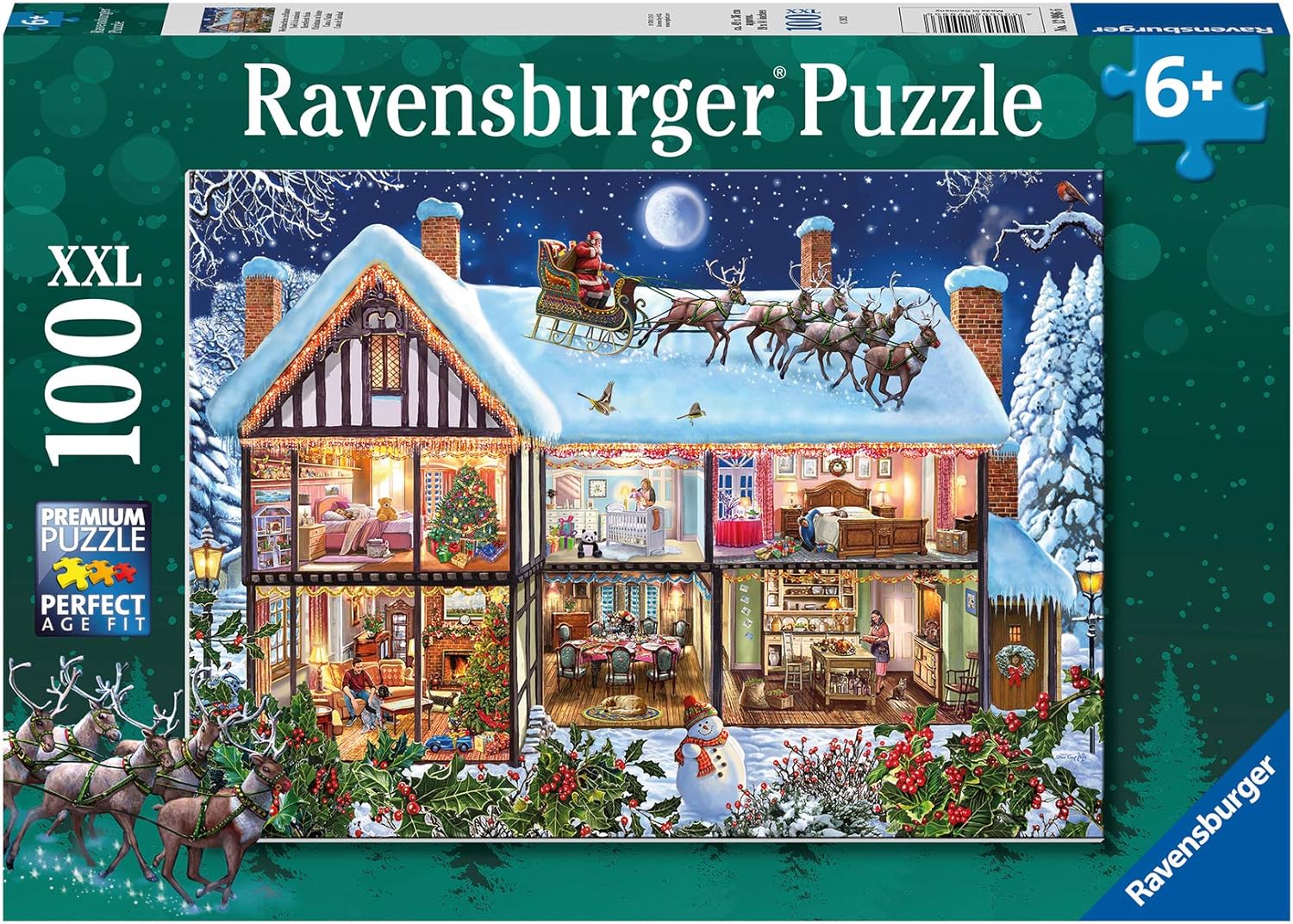 Puzzle  Ravensburger din 100 XXL piese - Crăciunul acasă