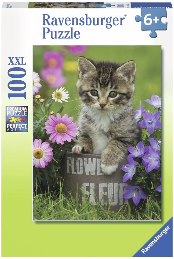 Puzzle Ravensburger din 100 XXL piese - Pisicuță printre flori