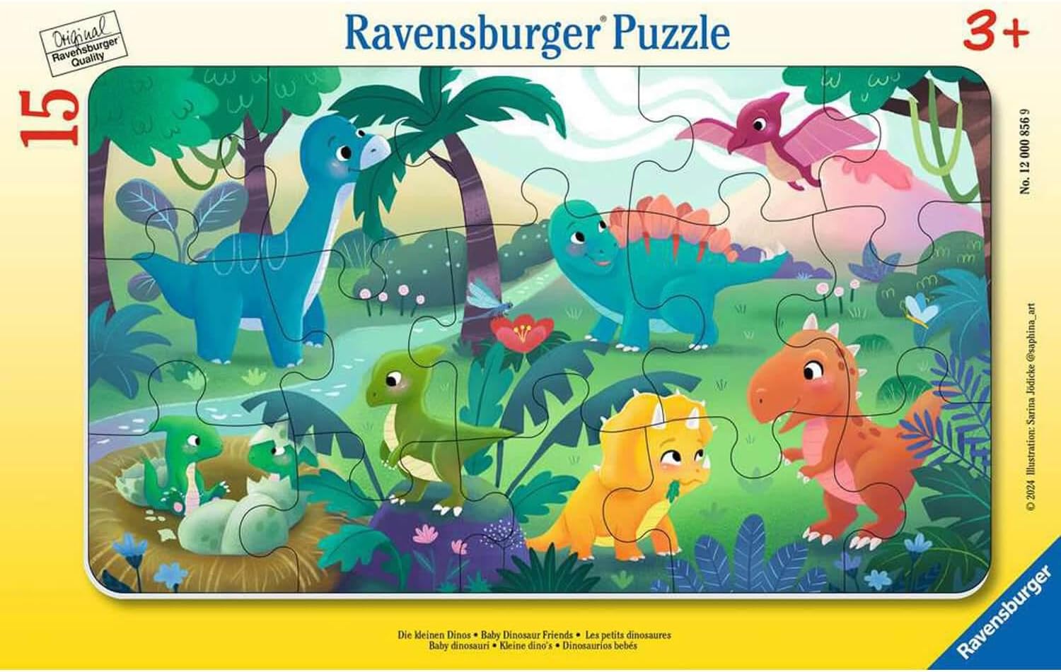 Puzzle pentru copii Ravensburger  din 15 piese - Mici dinozauri