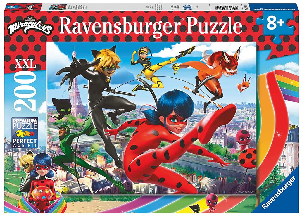 Puzzle Ravensburger din 200 XXL piese - Mega-miracolele Buburuzei și Pisica Neagră