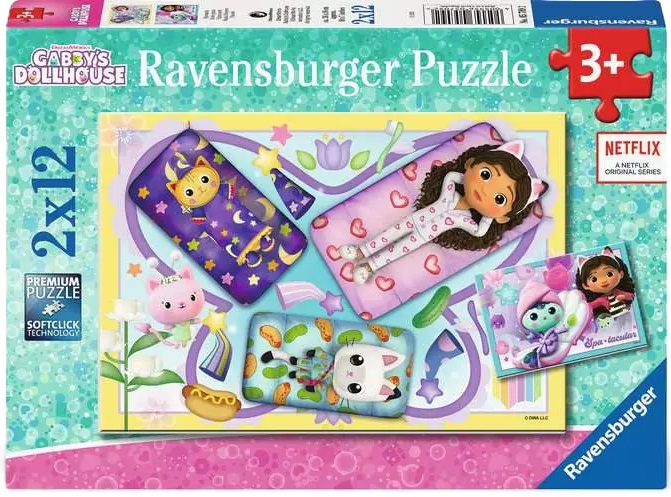 Puzzle pentru copii Ravensburger din 2 х 12 de piese - Gabby's Dollhouse