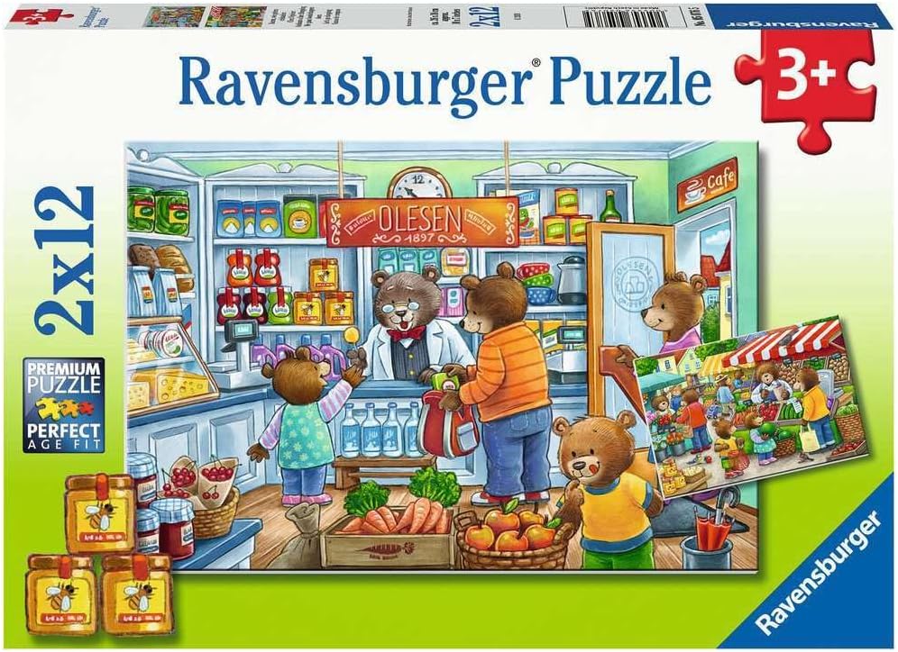 Puzzle pentru copii Ravensburger din 2 x 12 piese - Hai să mergem la cumpărături.