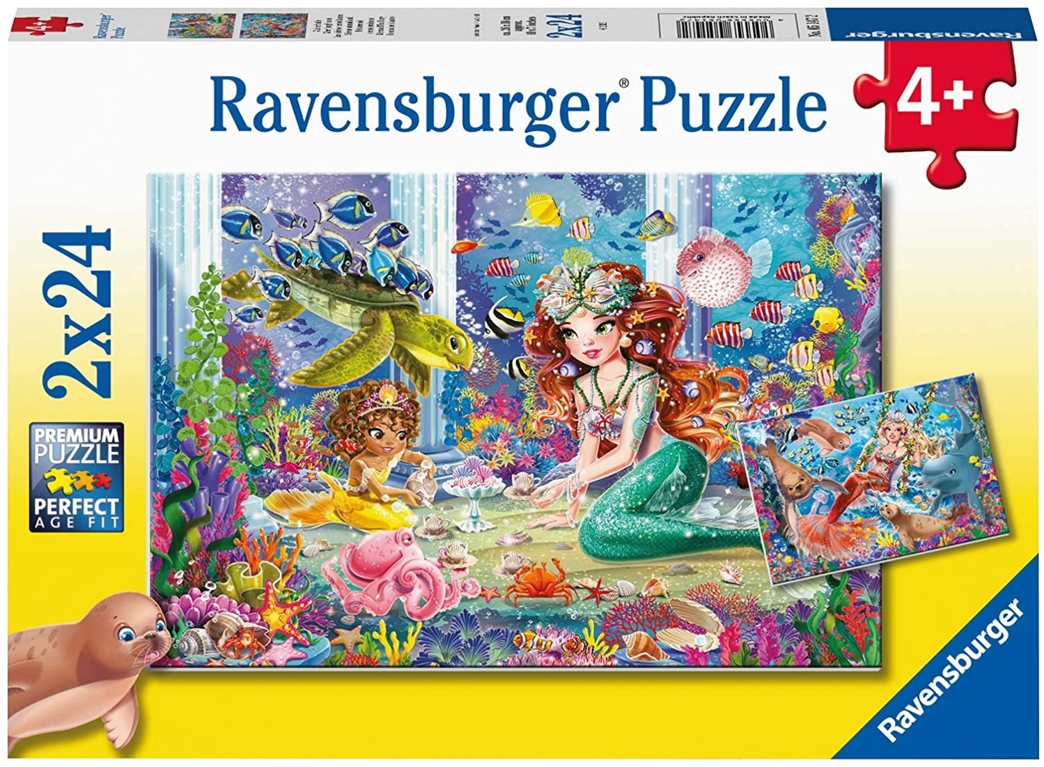 Puzzle pentru copii Ravensburger din 2 x 24 bucăți - Sirenă magică