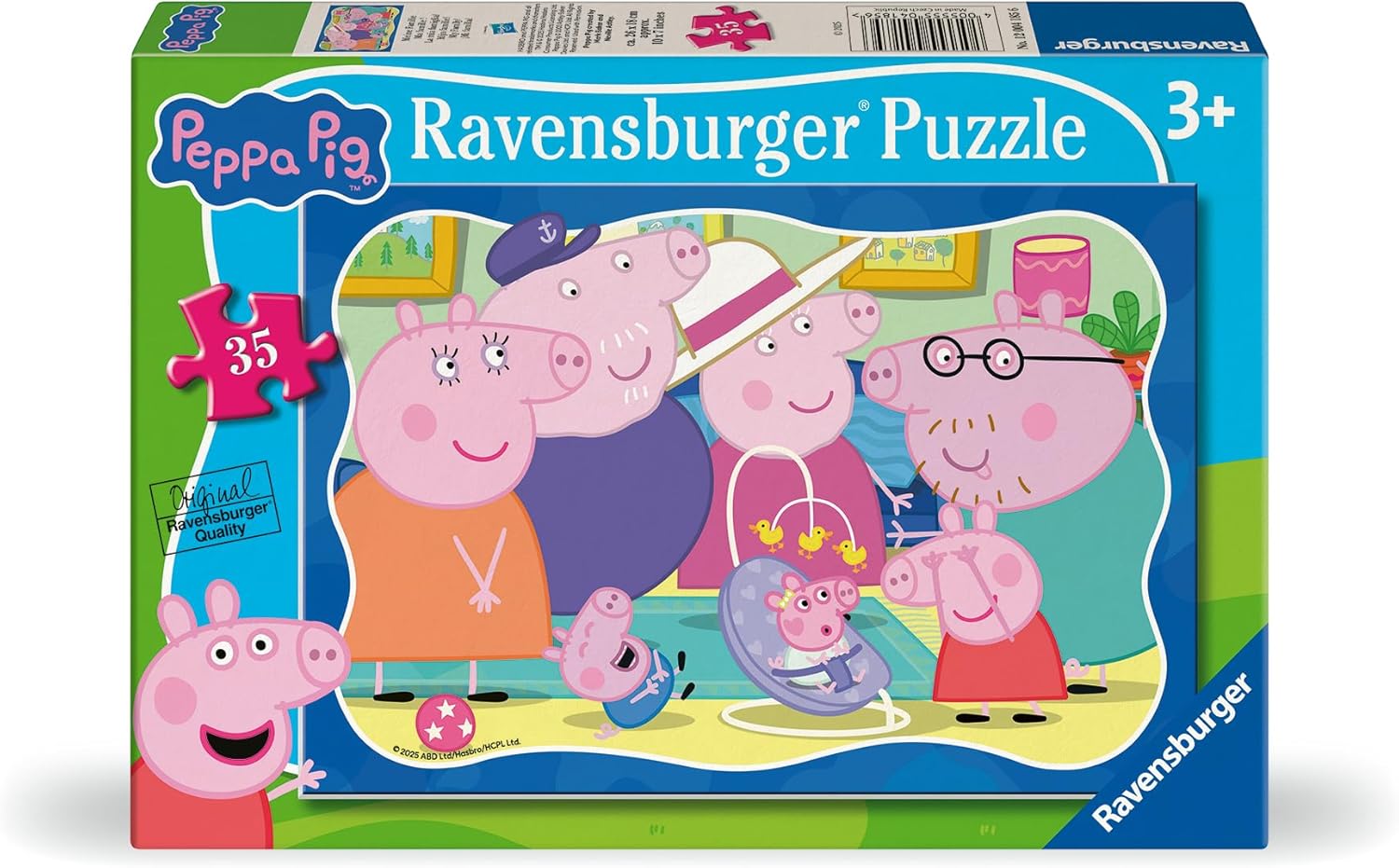 Puzzle pentru copii Ravensburger din 35 piese -Un nou membru în familia Peppa Pig