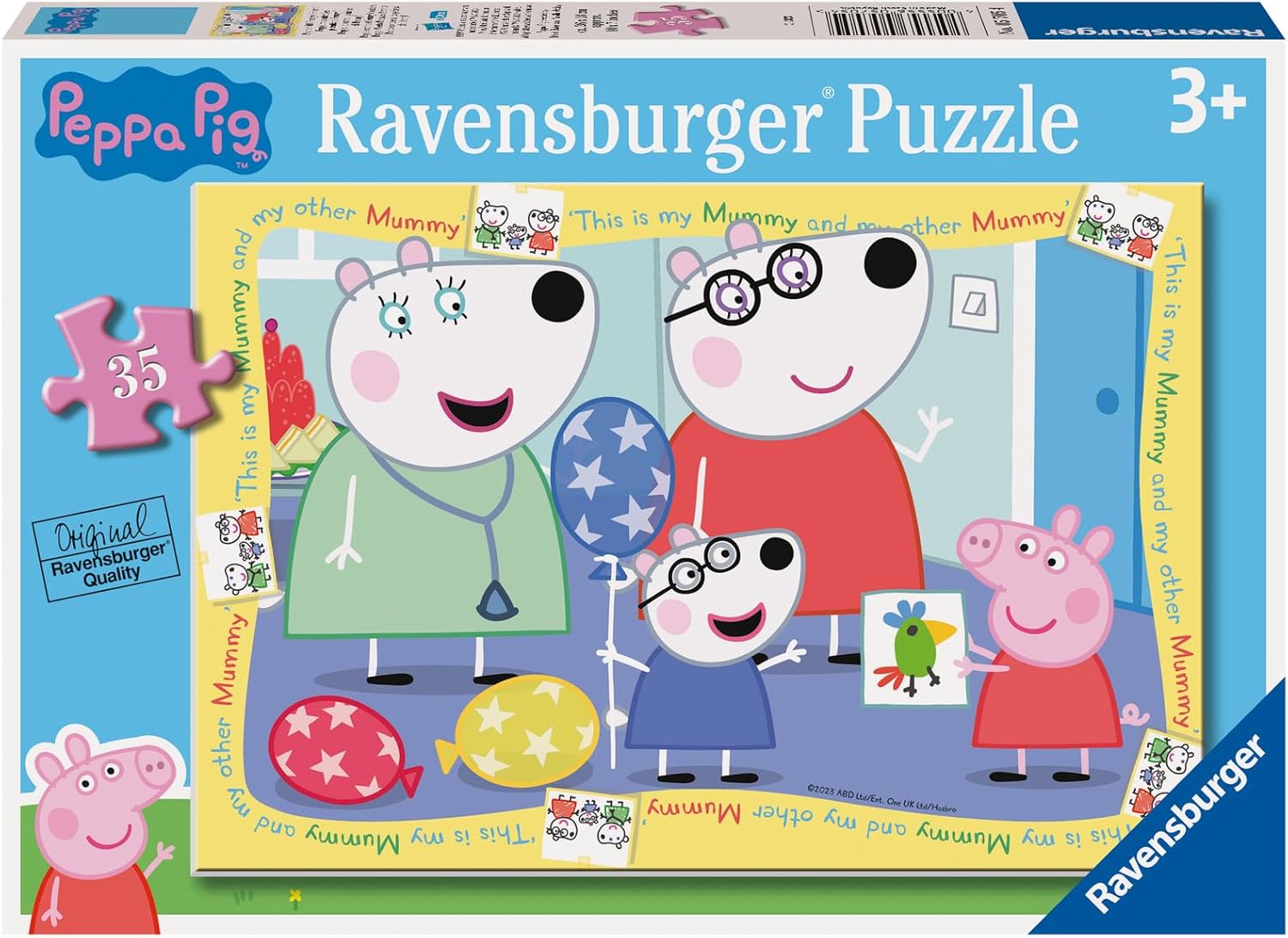 Puzzle pentru copii Ravensburger din 35 piese - Peppa Pig îi întâlnește pe părinții lui Penny