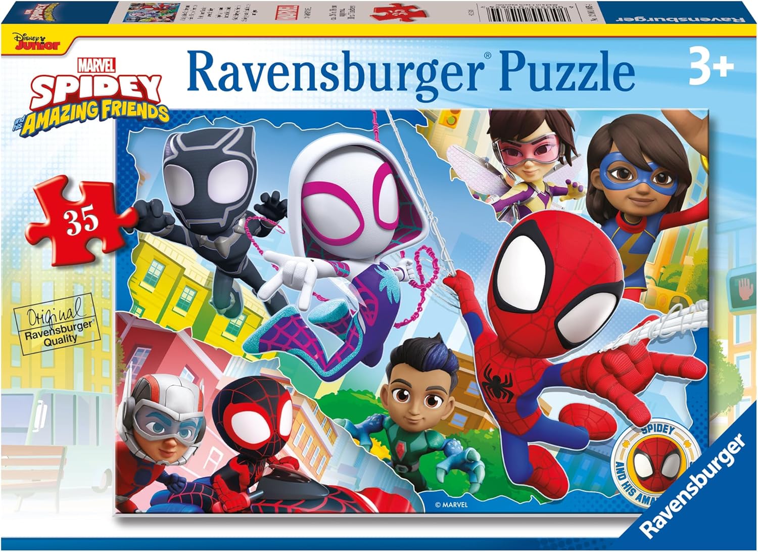 Puzzle pentru copii Ravensburger  din 35 piese - Spidey și prietenii săi minunați