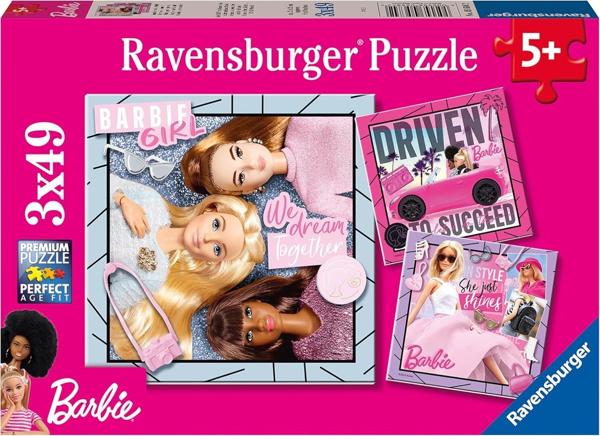 Puzzle pentru copii Ravensburger din 3 x 49 piese - Barbie