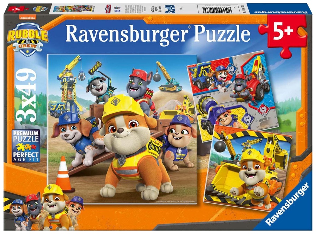 Puzzle pentru copii Ravensburger din 3 x 49 piese - Paw Patrol: Rubble și Gașca