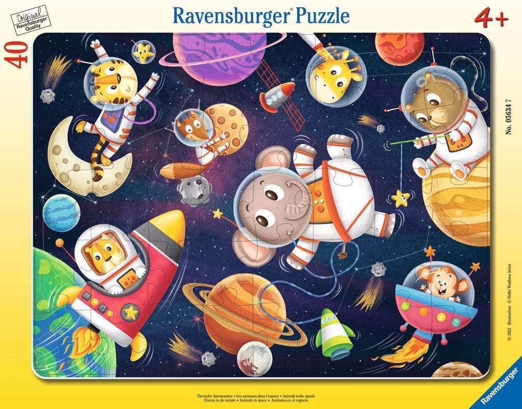 Puzzle pentru copii Ravensburger din 40 piese - Animal astronauts