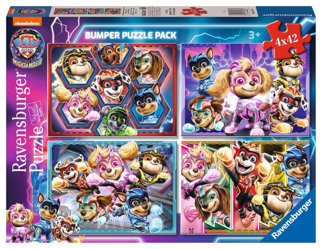 Puzzle pentru copii Ravensburger din  4 x 42 piese - Paw Patrol:Super film