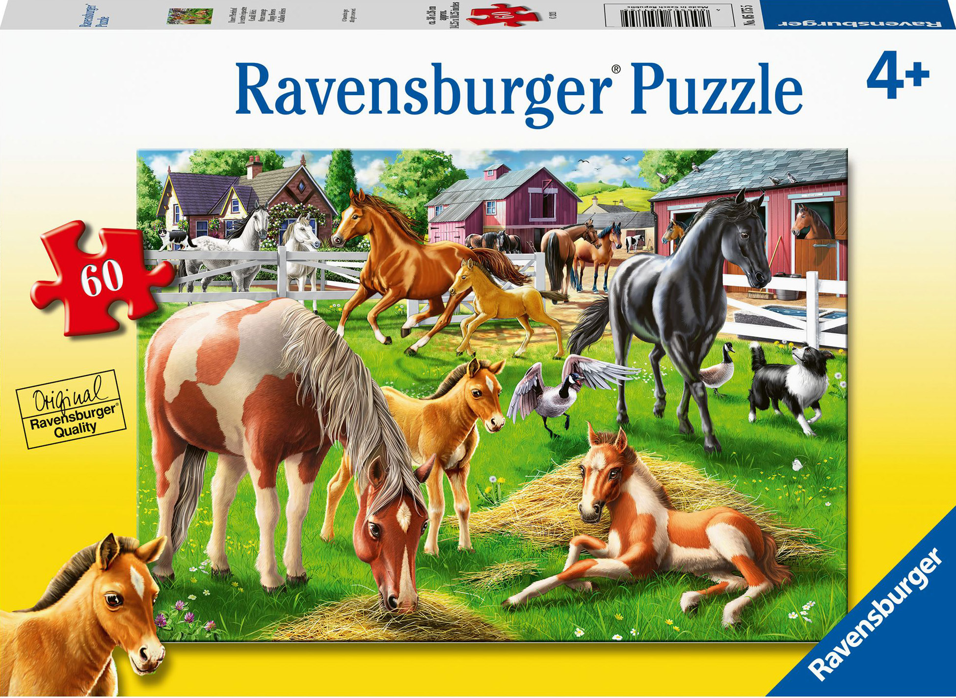 Puzzle pentru copii Ravensburger  din 60 piese - Cai fericiți