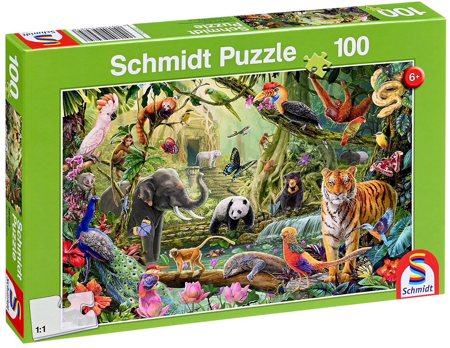 Puzzle pentru copii Schmidt din 100 de piese - Viața colorată în junglă