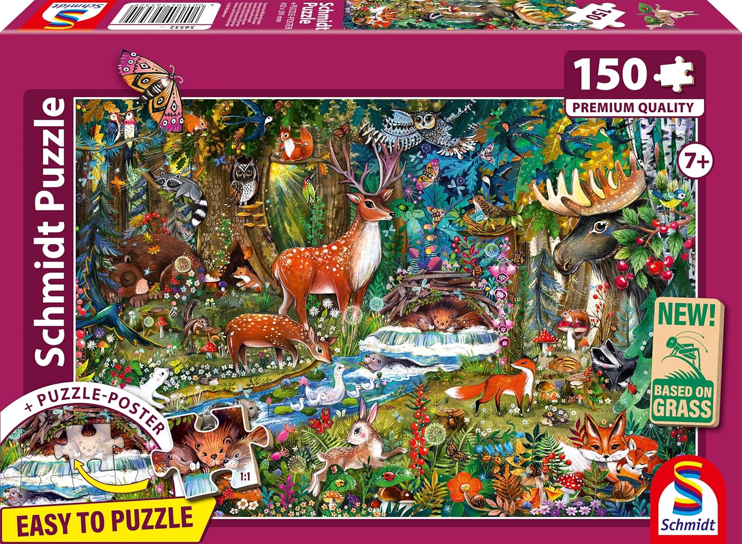 Puzzle pentru copii Schmidt din 150 piese - Animale în pădurile Europei