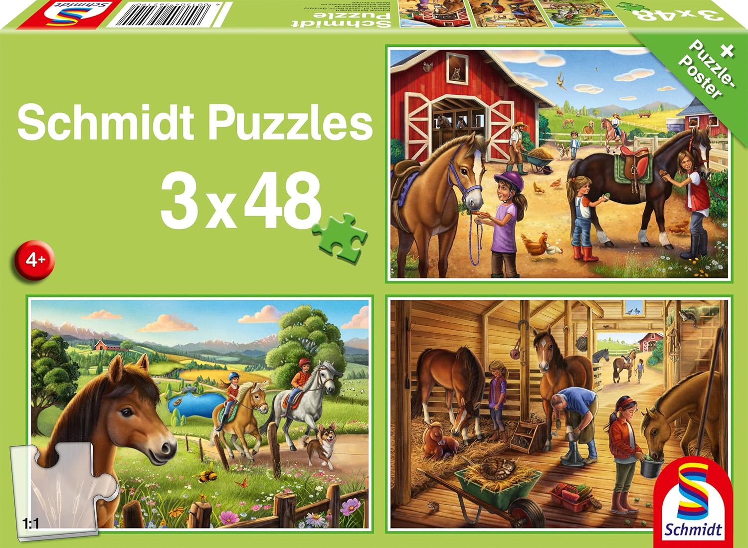 Puzzle pentru copii Schmidt din 3 x 48 piese - Caii mei preferați
