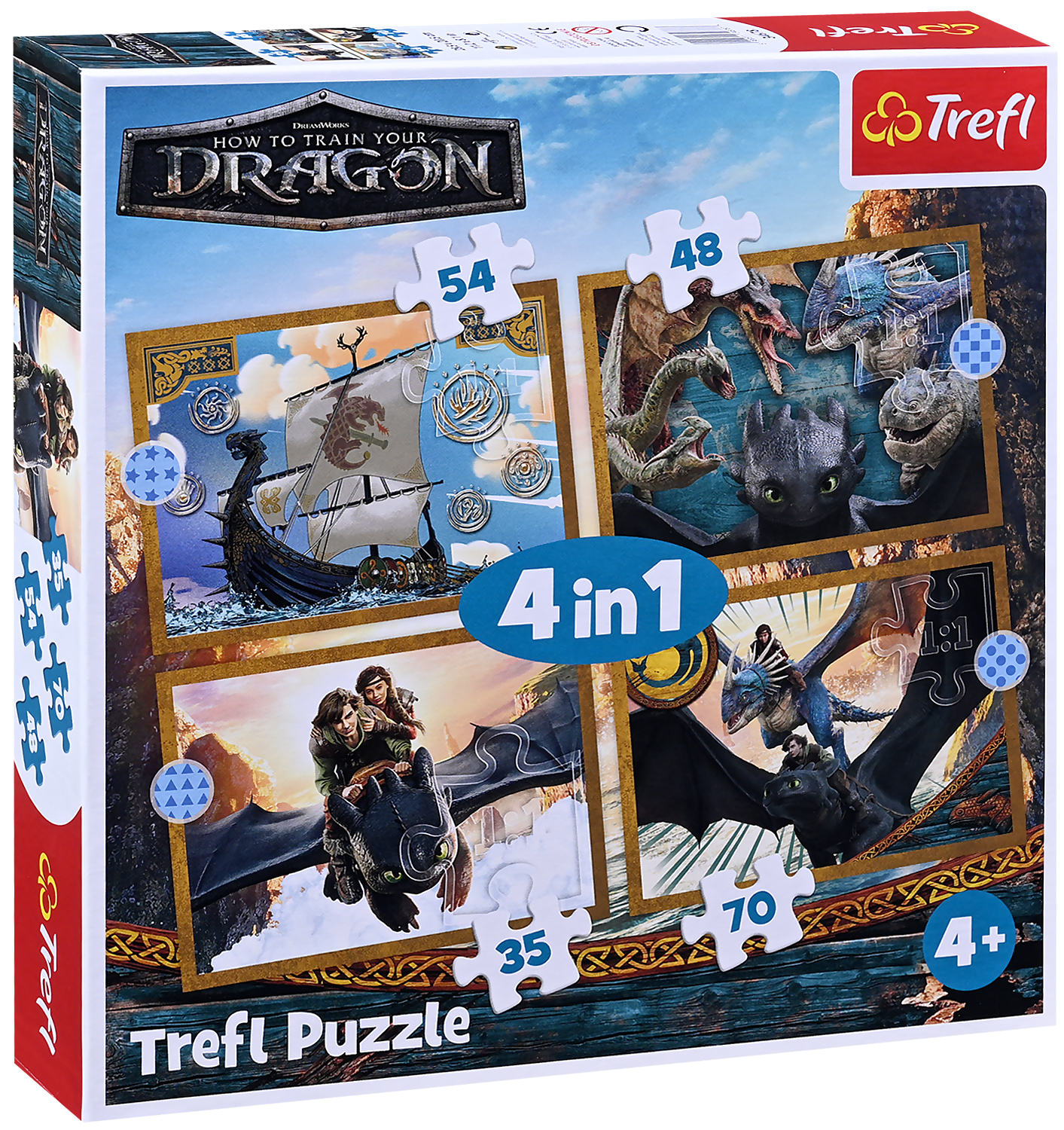 Puzzle pentru copii Trefl 4 în 1 - Zilele Dragonului