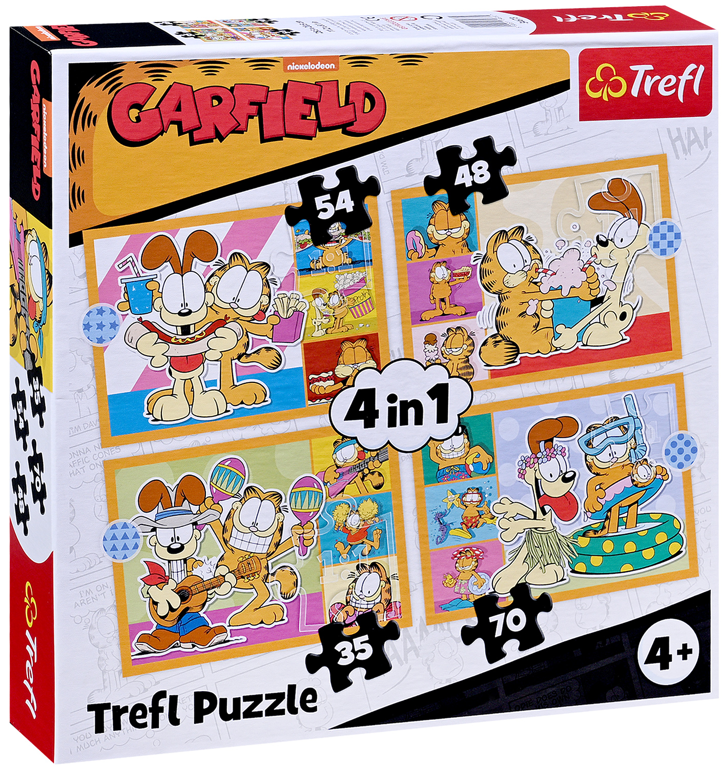 Puzzle pentru copii Trefl 4 în 1 - Garfield iubește lasagna