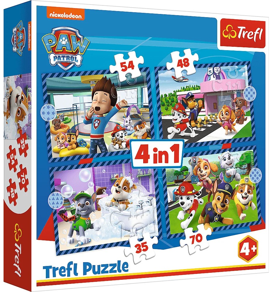 Puzzle pentru copii Trefl 4 în 1 - Chestii pentru câini