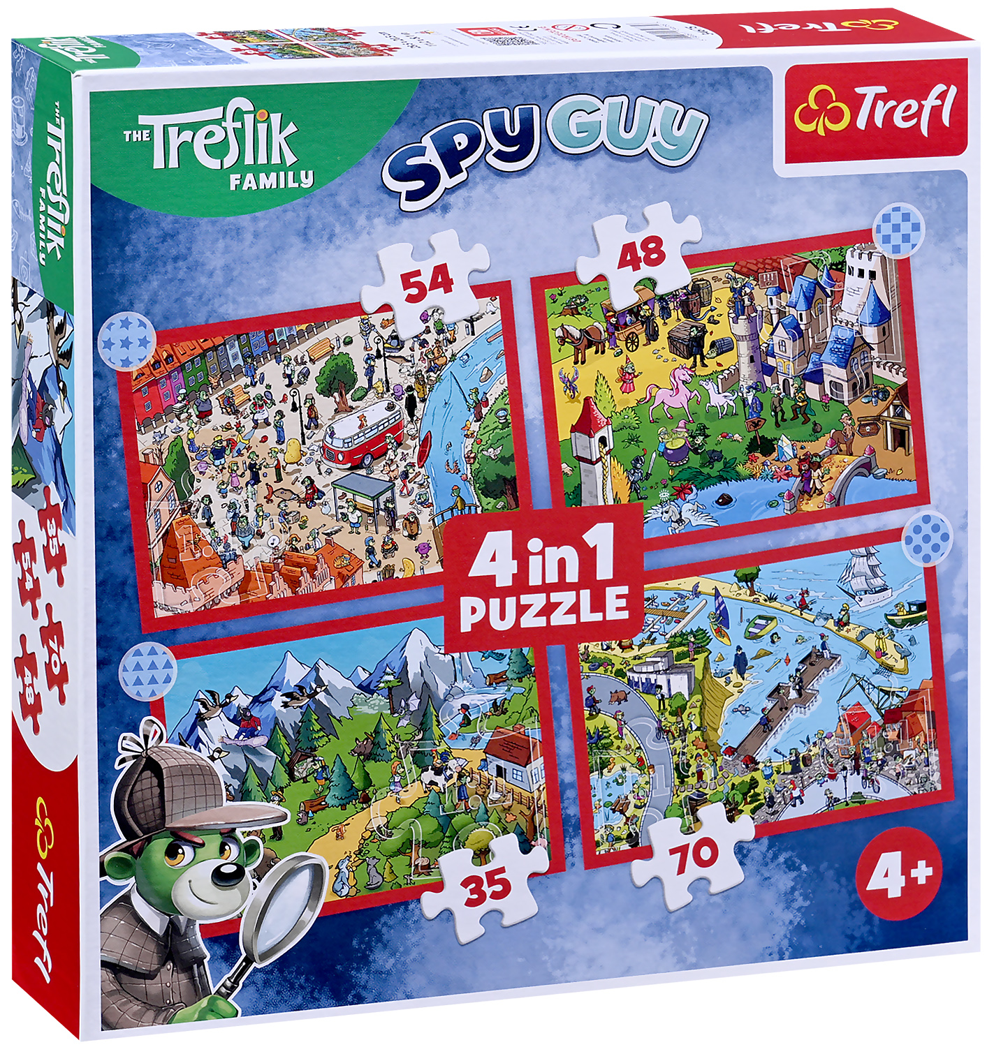 Puzzle pentru copii Trefl 4 în 1 - Călătoriile lui Treflix