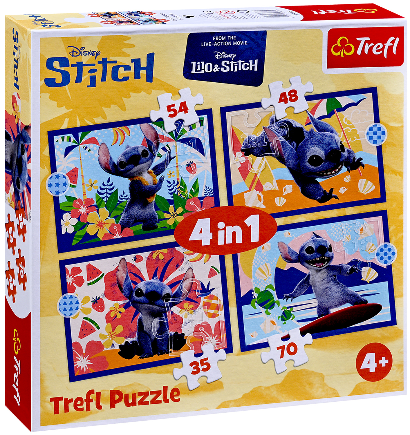 Puzzle pentru copii Trefl 4 в 1 - Vacanța lui Stitch în Hawaii