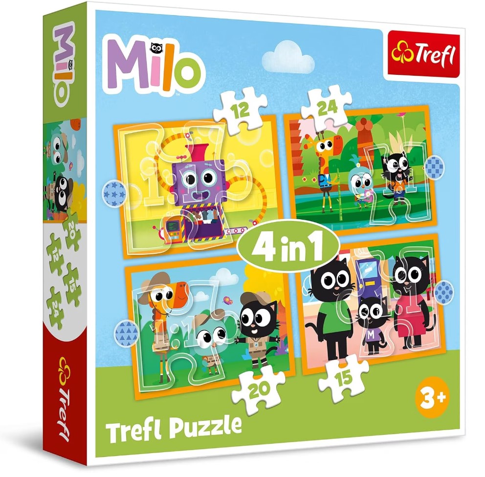 Puzzle Trefl 4 in  1 - Faceți cunoștință cu Milo și prietenii lui