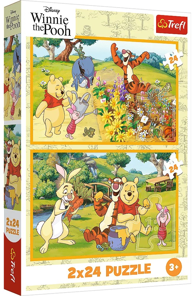 Puzzle pentru copii Trefl din 2 x 24 piese - Winnie the Pooh în grădină