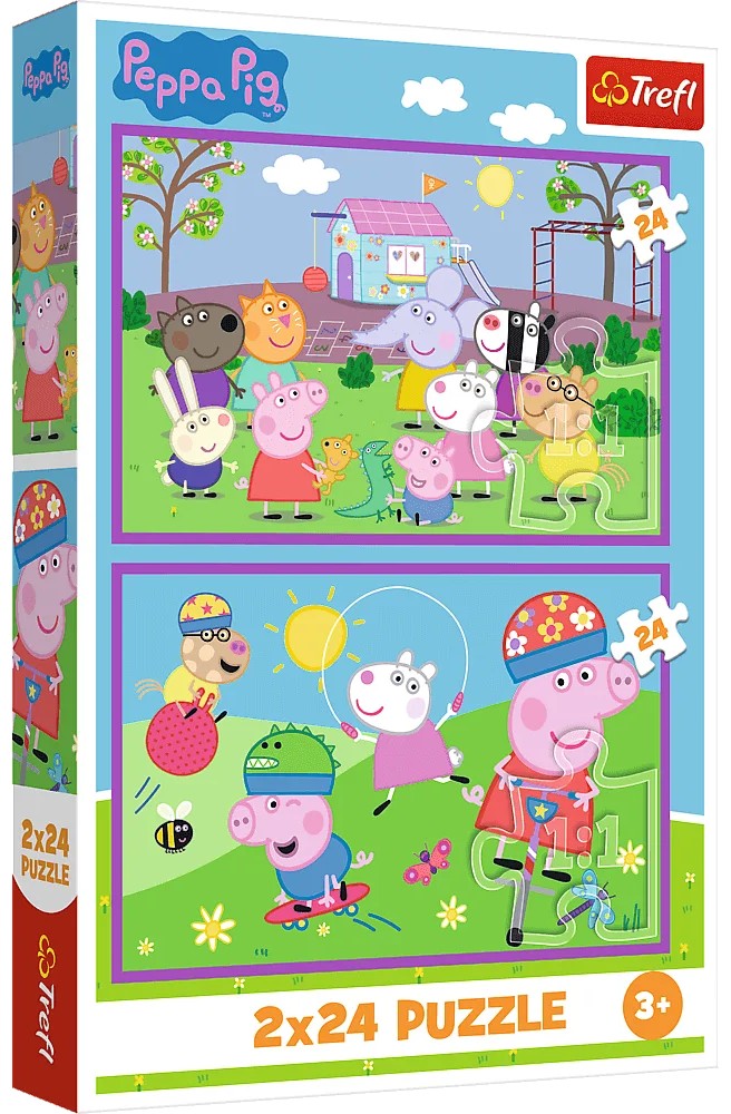 Puzzle pentru copii Trefl din 2 x 24 piese - Peppa Pig pe terenul de joacă