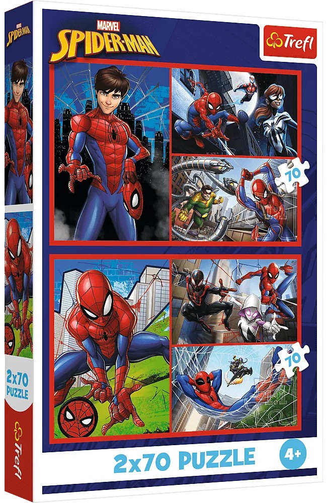 Puzzle pentru copii Trefl din 2 x 70 piese - Povești despre Omul Păianjen