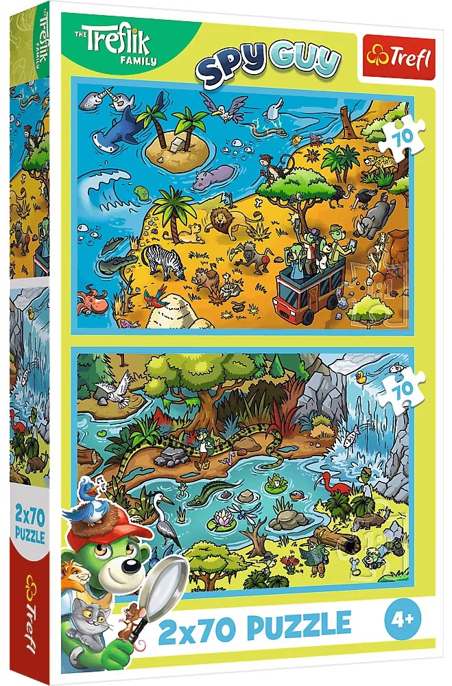 Puzzle pentru copii Trefl din 2 x 70 piese- Treflix în Regatul Animalelor