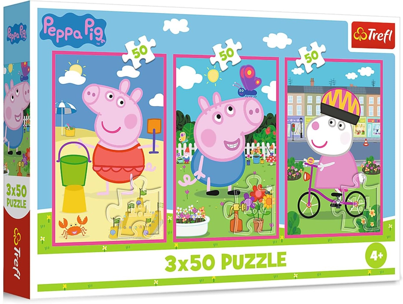 Puzzle pentru copii Trefl din 3 x 50 piese- Prietenii lui Peppa Pig