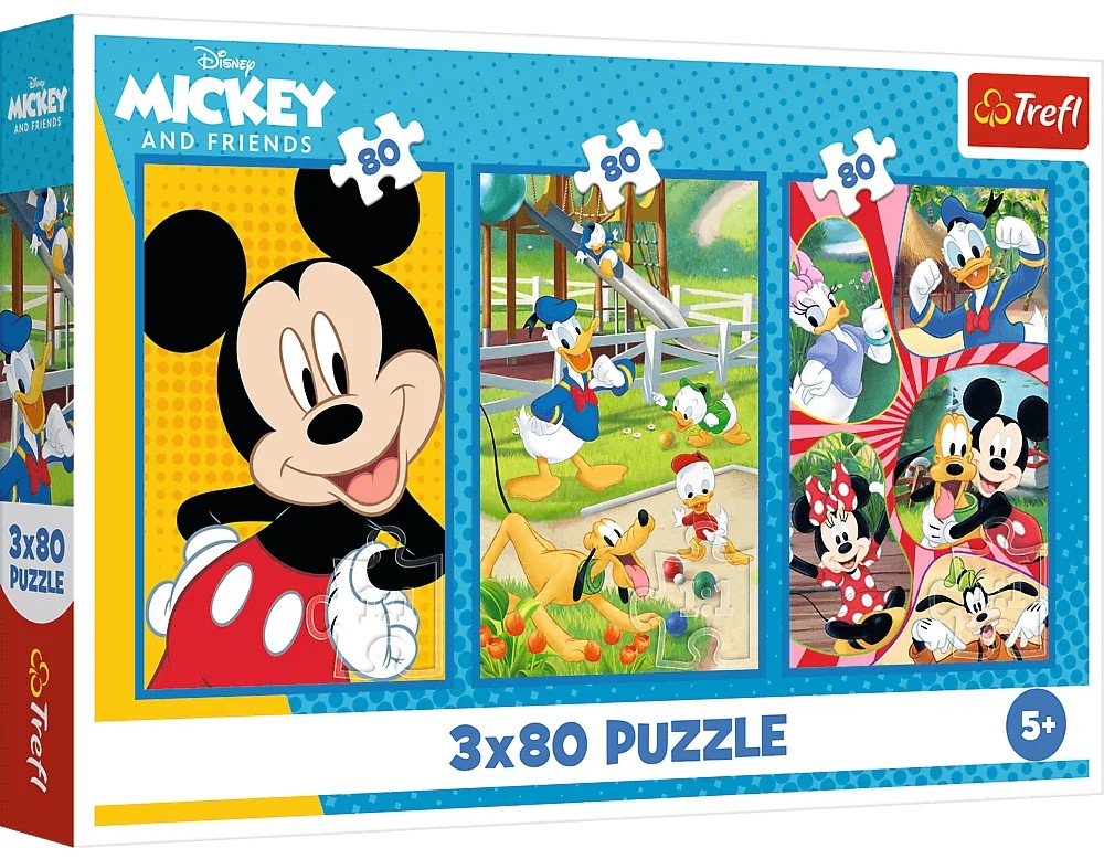 Puzzle pentru copii Trefl din 3 x 80 piese - Prietenii lui Mickey Mouse