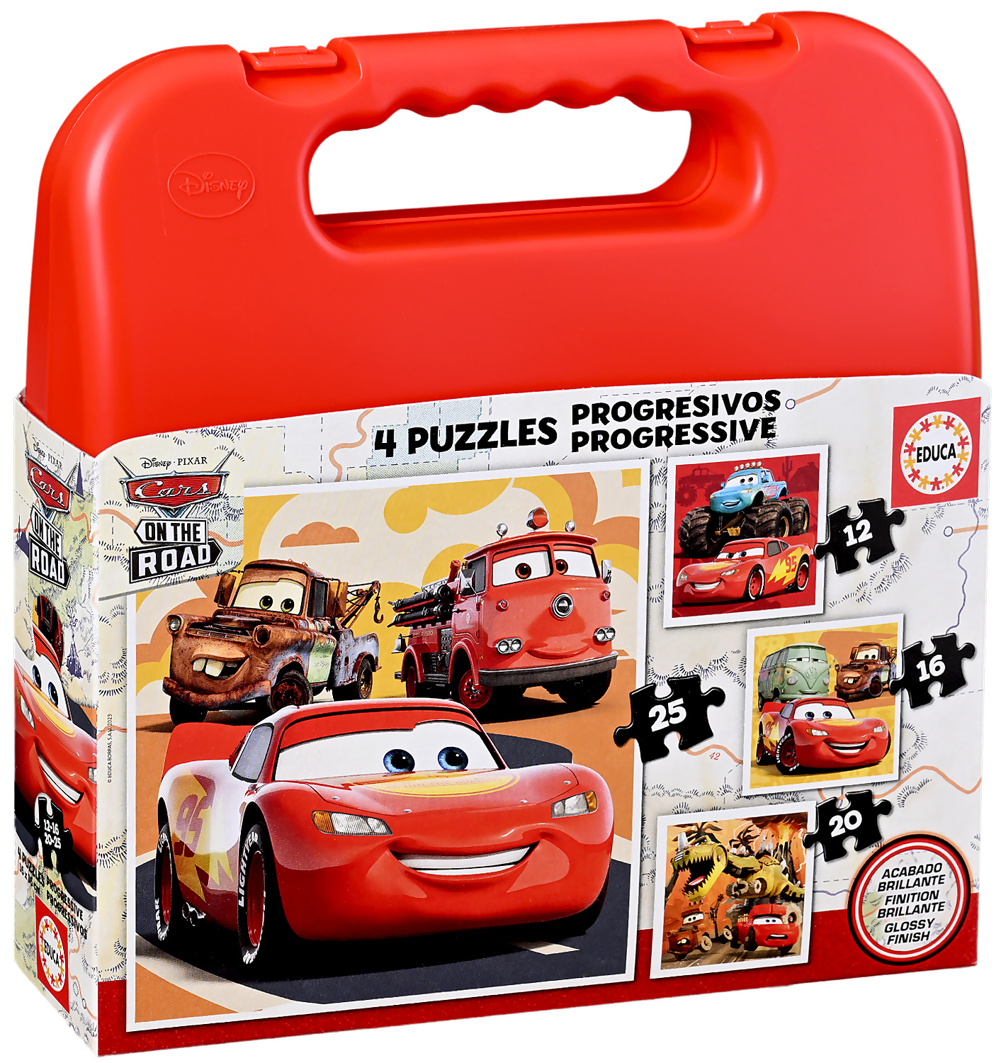 Puzzle in valiza pentru copii Educa 4 în 1 - Mașini