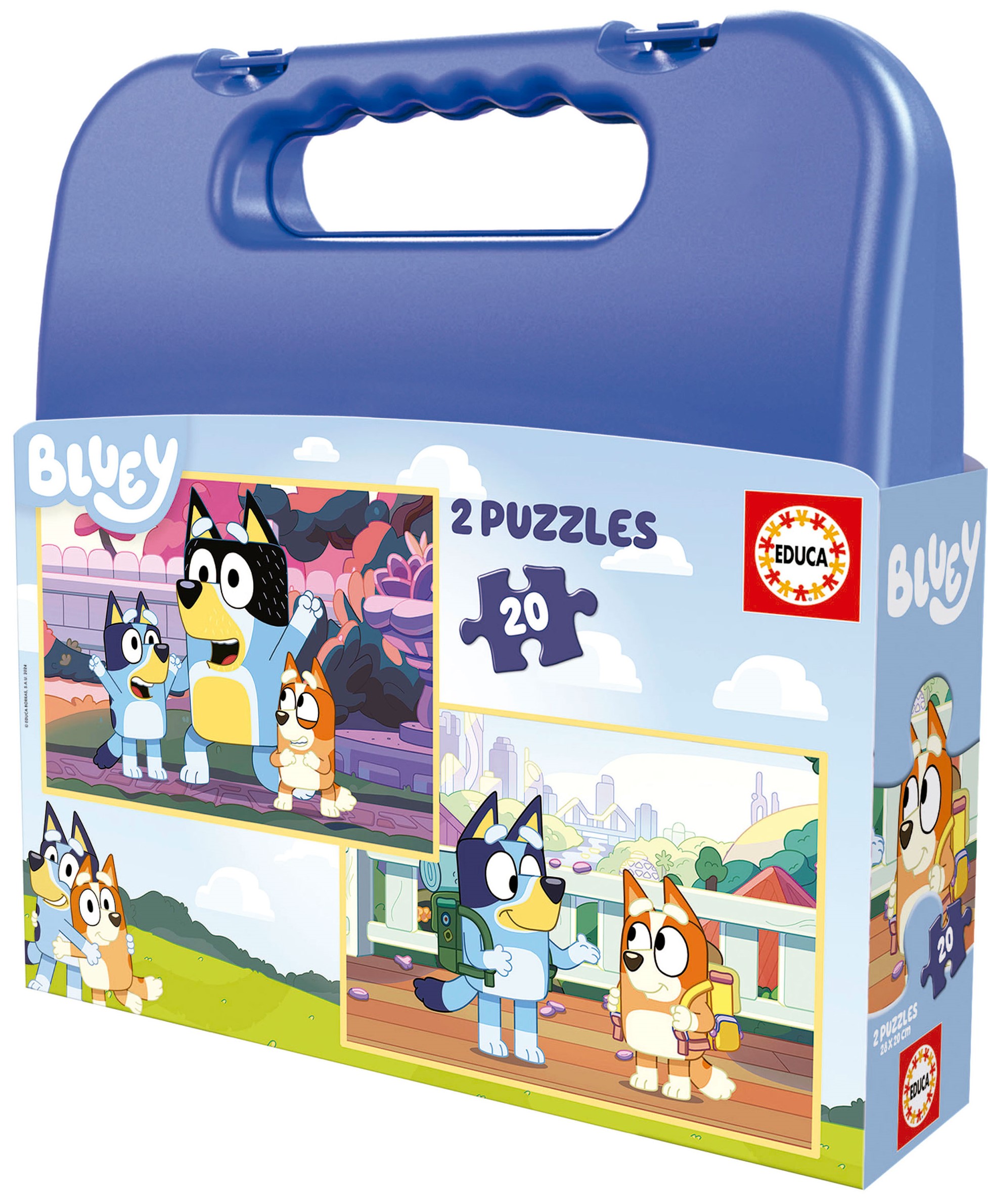 Puzzle pentru copii în servietă Educa de 2 x 20 piese - Bluey
