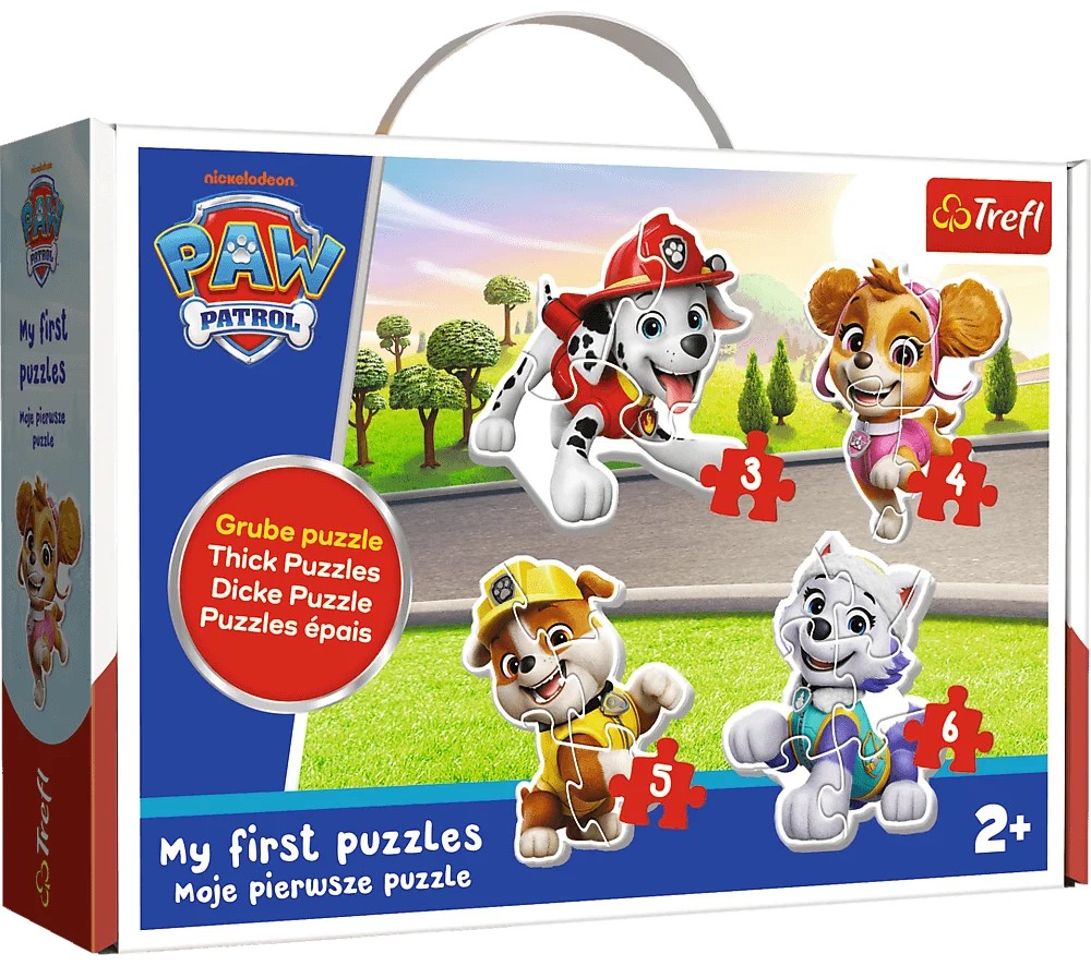 Puzzle pentru copii în valiză Trefl 4 în 1 - Patrula căţeluşilor