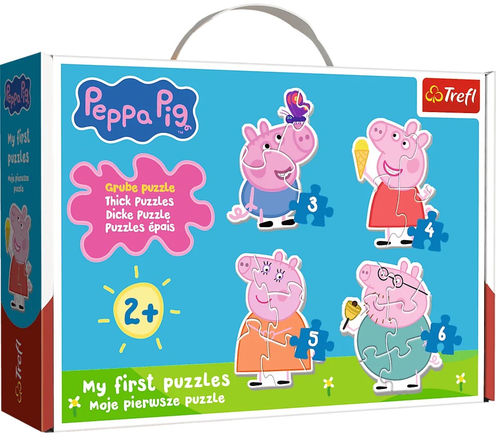 Puzzle pentru copii în valiză Trefl 4 în 1 - Purcelușa Peppa