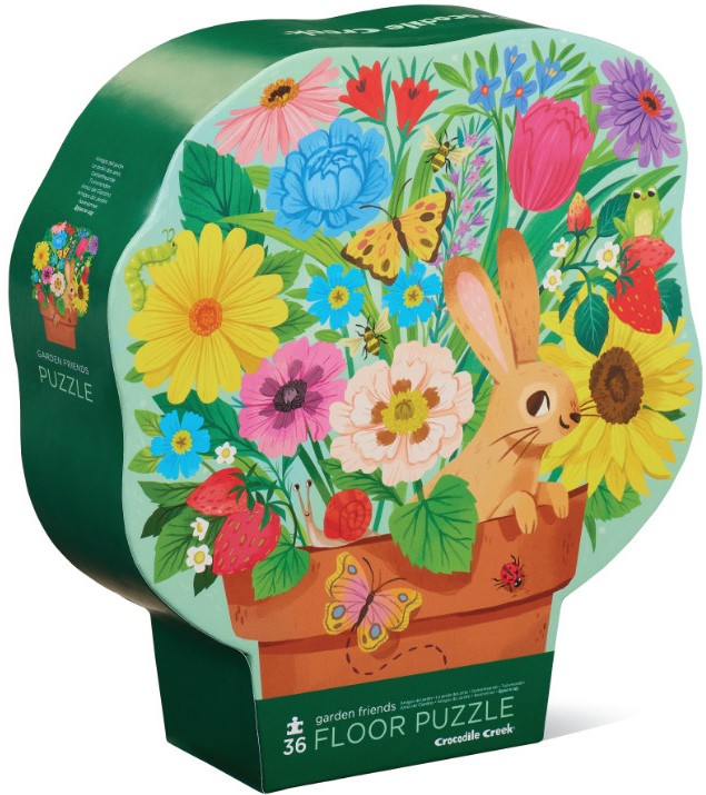 Puzzle pentru podea Crocodile Creek din 36 de piese - Prieteni în grădină