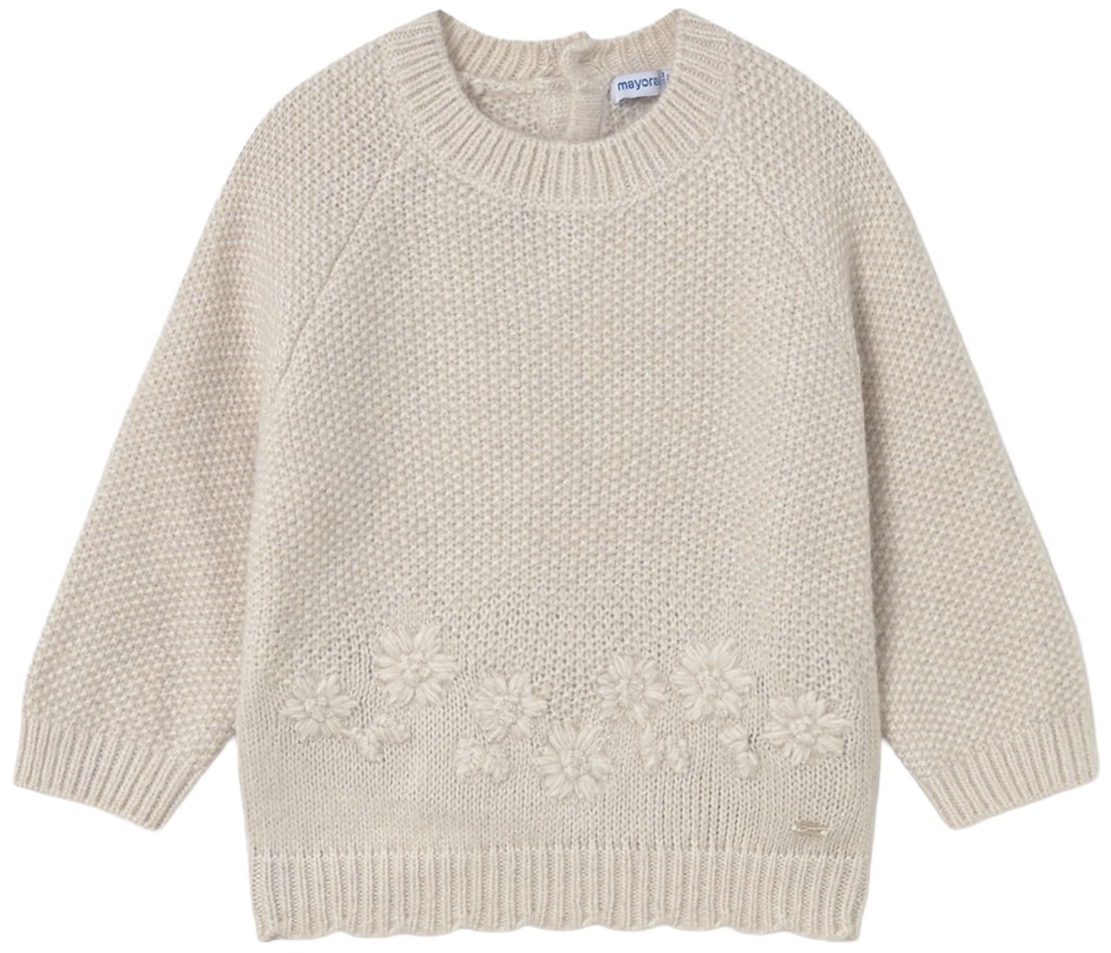 Pulover pentru copii Mayoral - Cu broderie florală, bej, 12 luni