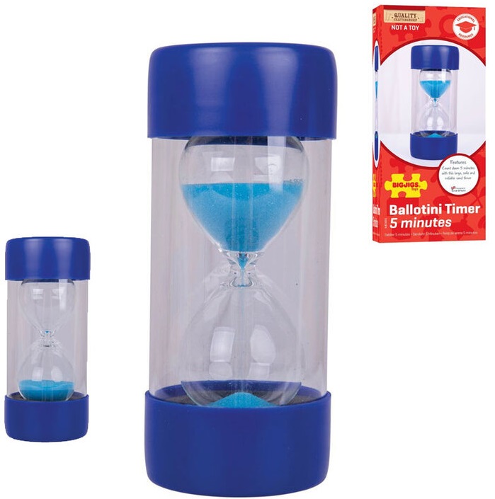 Clepsidra cu nisip pentru copii Bigjigs - 5 minute, albastru