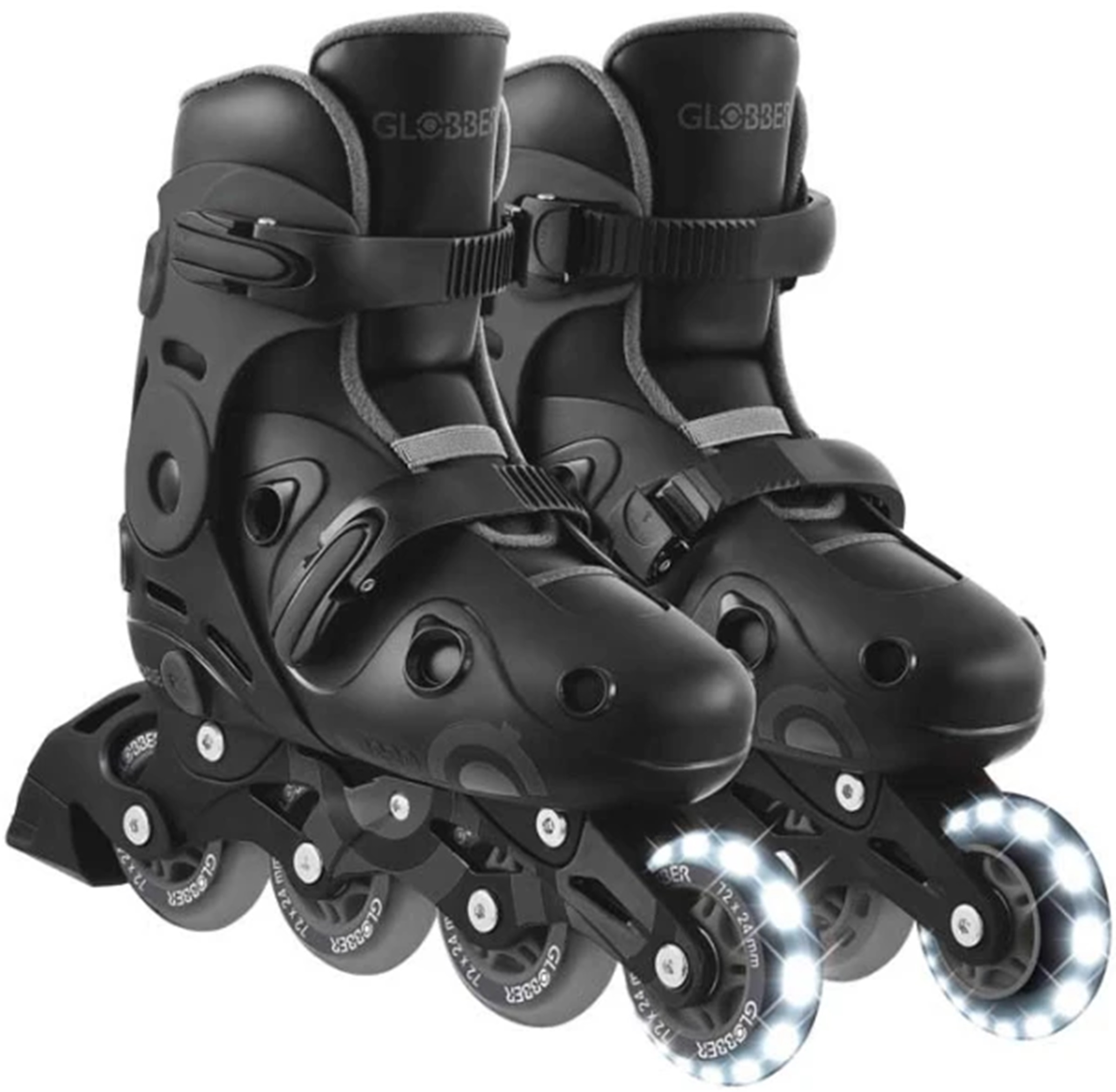 Patine cu role pentru copii 2 în 1 Globber - Go Skates Lights, 34 - 37, negru